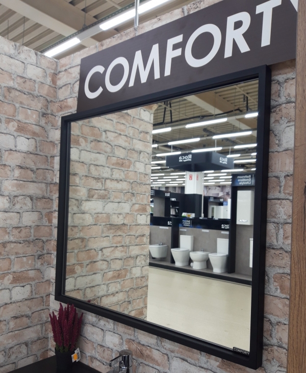 Тумба с раковиной Comforty Бредфорд 75 темный с черной раковиной