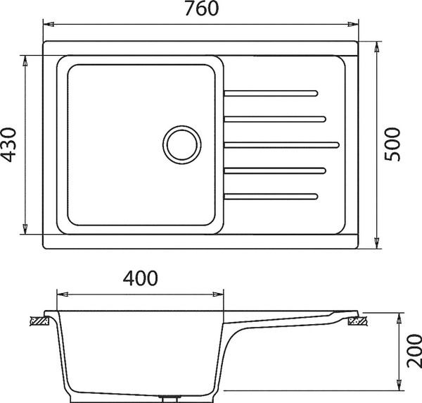 Мойка кухонная GranFest Practic GF-P760L серый