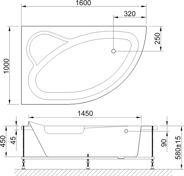 Акриловая ванна Royal Bath Alpine RB 819101 L 160x100