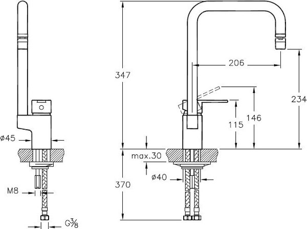 Комплект Мойка кухонная Alveus Line 50 + Смеситель VitrA Single sink mixer A42388EXP для кухонной мойки