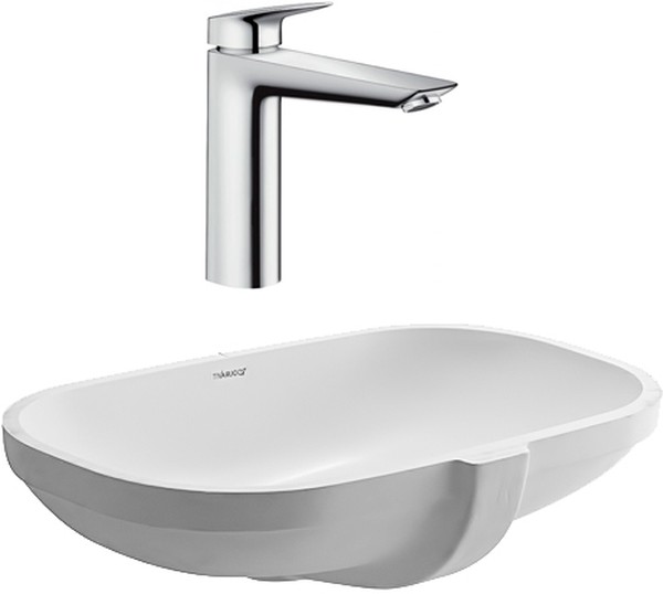 Комплект Смеситель Hansgrohe Logis 71091000 для раковины + Рукомойник Duravit D-Code 0338490000 встраиваемый