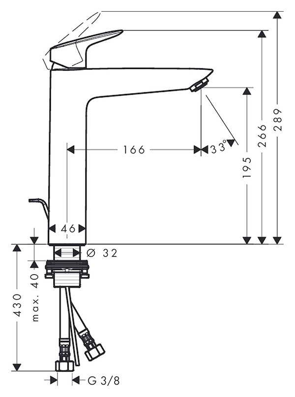 Комплект Смеситель Hansgrohe Logis 71090000 для раковины + Рукомойник Duravit D-Code 0338490000 встраиваемый