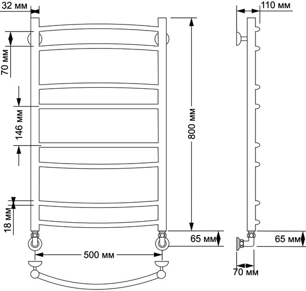 Полотенцесушитель водяной Secado Милан 2 50x80