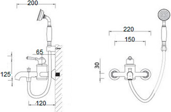 Смеситель Artik Perse TB9055-OR для ванны с душем