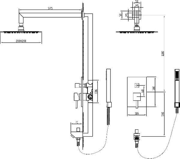 Душевой комплект RGW Shower Panels SP-54 B С ВНУТРЕННЕЙ ЧАСТЬЮ