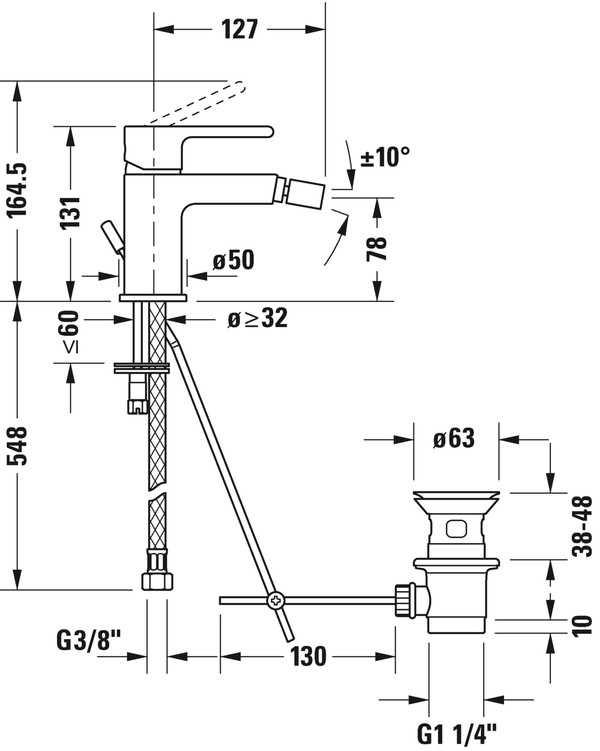 Смеситель Duravit B.2 B22400001010 для биде