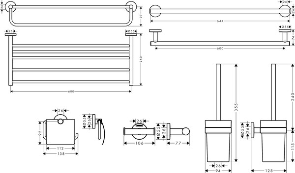 Набор Hansgrohe Logis Universal Accessories (5 в 1)