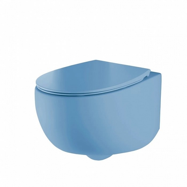 Унитаз подвесной безободковый AeT DOT 2.0 WC голубой матовый S555T0R0V6140 с сиденьем микролифт