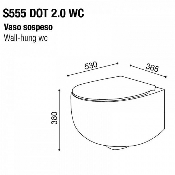 Унитаз подвесной безободковый AeT DOT 2.0 WC голубой матовый S555T0R0V6140 с сиденьем микролифт