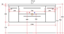 Тумба с раковиной Pelipal Cassca 140 графит структура