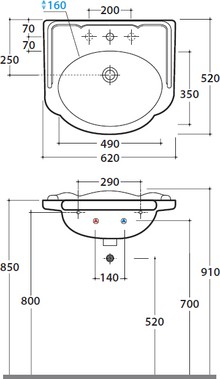 Раковина Globo Paestum PA057.BI*1 62 см