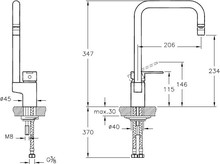 Комплект Мойка кухонная Alveus Line 50 + Смеситель VitrA Single sink mixer A42388EXP для кухонной мойки
