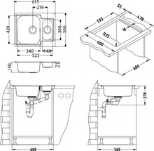 Комплект Мойка кухонная Alveus Line 50 + Смеситель VitrA Single sink mixer A42388EXP для кухонной мойки