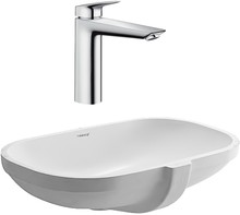 Комплект Смеситель Hansgrohe Logis 71090000 для раковины + Рукомойник Duravit D-Code 0338490000 встраиваемый