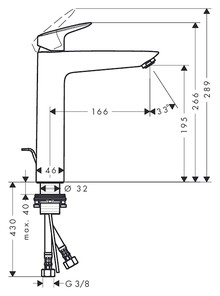 Комплект Смеситель Hansgrohe Logis 71090000 для раковины + Рукомойник Duravit D-Code 0338490000 встраиваемый