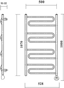 Полотенцесушитель электрический Domoterm Офелия П12 50x100, хром, R